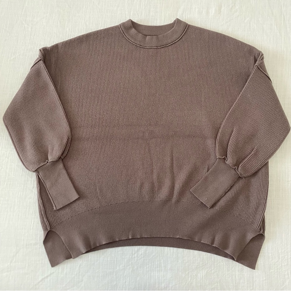 Light Brown Ribbed Oversized Sweater